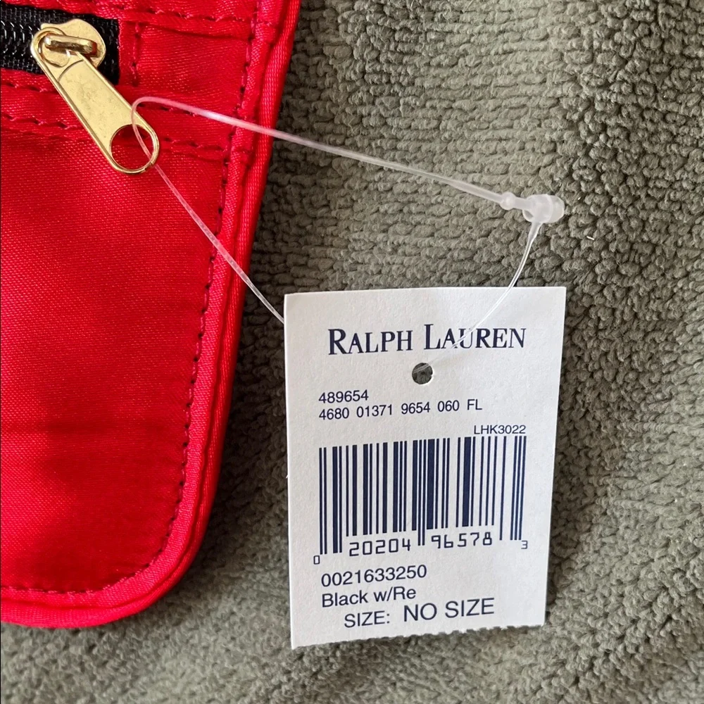 Ralph Lauren Black Velvet Makeup/Toiletry Clutch with Red Trim - Picture 6 of 8